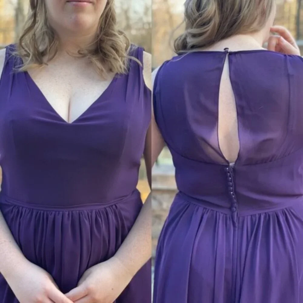 DaVinci Bridesmaids | Eggplant Purple Formal Gown Style# 60385 Dress | Size 16 - Picture 4 of 16